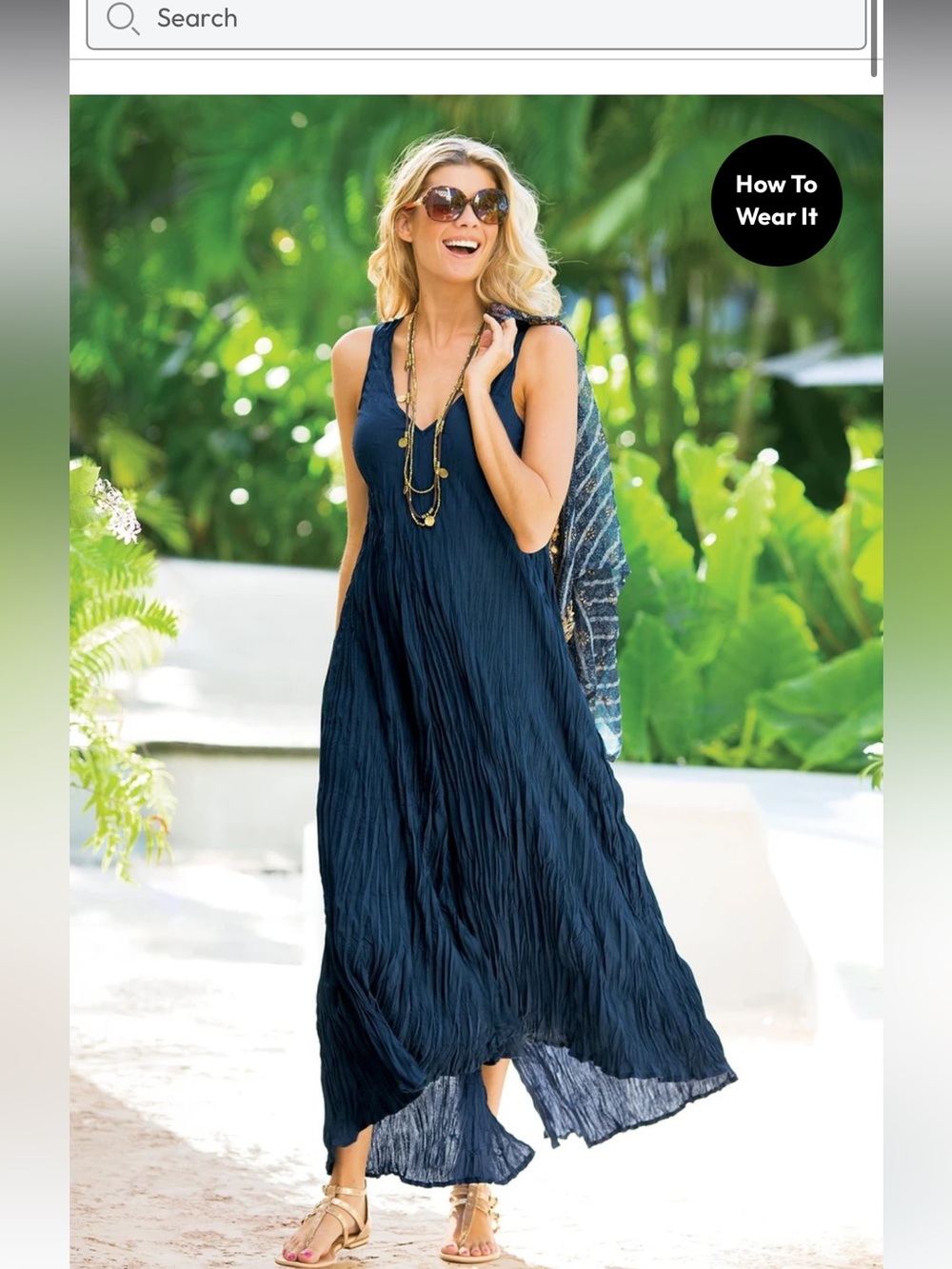 Soft Surroundings Navy Crinkle Maxi Dress